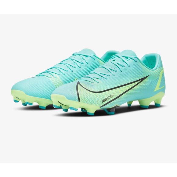 Nike Vapor 14 Academy FG/MG Turq Lime Soccer Cleats Mens 11.5 Wmns 13 CU5691-403 - Picture 4 of 9